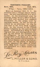 1897 American Tobacco L. Miller & Sons Presidents (T95) #NNO Millard Fillmore Back