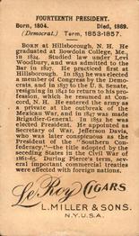 1897 American Tobacco L. Miller & Sons Presidents (T95) #NNO Franklin Pierce Back