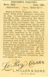 1897 American Tobacco L. Miller & Sons Presidents (T95) #NNO Ulysses S. Grant Back