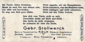 1898 Stollwerck Wenn bekommt das Kind Stollwerck'sche Chokolade? Album 2 Gruppe 61 #3 Tische Back