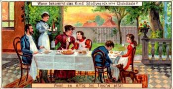 1898 Stollwerck Wenn bekommt das Kind Stollwerck'sche Chokolade? Album 2 Gruppe 61 #3 Tische Front