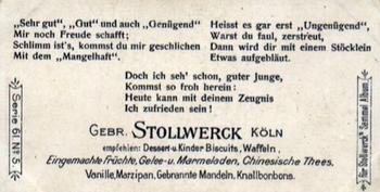 1898 Stollwerck Wenn bekommt das Kind Stollwerck'sche Chokolade? Album 2 Gruppe 61 #5 Zeugnis Back