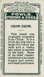 1911 Imperial Tobacco Fowls, Pigeons, & Dogs (C54) #41 Chow-Chow Back