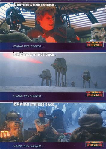 1995 Topps Widevision Star Wars: The Empire Strikes Back - Promo Panels #NNO Vader tortures Han Solo / AT-AT Walkers / Yoda surprises Luke Front