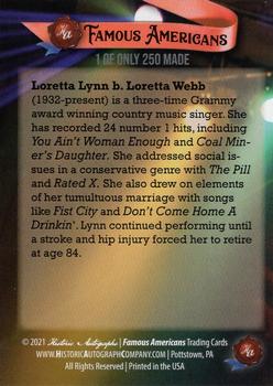 2021 Historic Autographs Famous Americans #310 Loretta Lynn Back