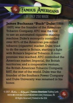 2021 Historic Autographs Famous Americans - Radiant Historic #111 James Buchanan Duke Back