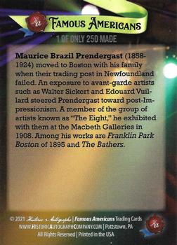 2021 Historic Autographs Famous Americans - Radiant Historic #119 Maurice Prendergast Back