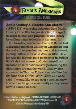 2021 Historic Autographs Famous Americans - Radiant Historic #129 Annie Oakley Back