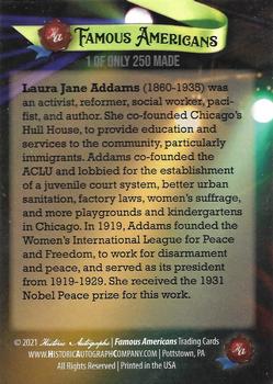 2021 Historic Autographs Famous Americans - Radiant Historic #131 Jane Addams Back