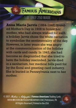 2021 Historic Autographs Famous Americans - Radiant Historic #149 Anna Maria Jarvis Back