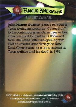 2021 Historic Autographs Famous Americans - Radiant Historic #168 John Nance Garner Back