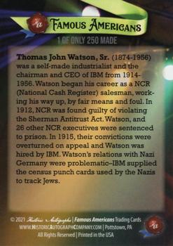 2021 Historic Autographs Famous Americans - Radiant Historic #182 Thomas Watson, Sr. Back