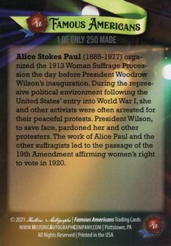 2021 Historic Autographs Famous Americans - Radiant Historic #206 Alice Paul Back