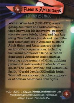 2021 Historic Autographs Famous Americans - Radiant Historic #227 Walter Winchell Back