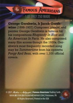 2021 Historic Autographs Famous Americans - Radiant Historic #228 George Gershwin Back
