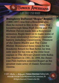 2021 Historic Autographs Famous Americans - Radiant Historic #230 Humphrey Bogart Back