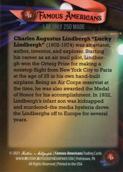 2021 Historic Autographs Famous Americans - Radiant Historic #237 Charles Lindbergh Back