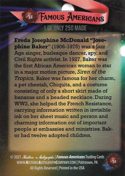 2021 Historic Autographs Famous Americans - Radiant Historic #244 Josephine Baker Back