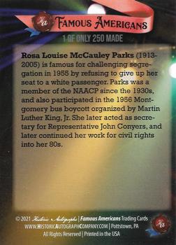 2021 Historic Autographs Famous Americans - Radiant Historic #260 Rosa Parks Back