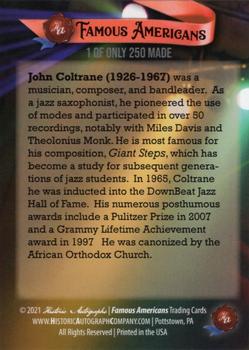 2021 Historic Autographs Famous Americans - Radiant Historic #295 John Coltrane Back