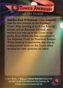 2021 Historic Autographs Famous Americans - Radiant Historic #306 Sandra Day O'Connor Back
