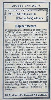 1905 Stollwerck Album 8 Gruppe 344 Soldier Exercises #4 Bajonettfechten Back