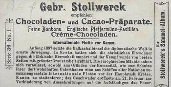1898 Stollwerck Album 2 Gruppe 36 Military #1 Internationale Flotte Back