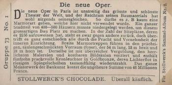 1898 Stollwerck Album 2 Gruppe 73 Paris Scenes #1 Die neue Oper Back