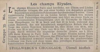 1898 Stollwerck Album 2 Gruppe 73 Paris Scenes #2 Les champs Elysées Back