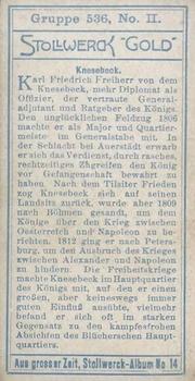1913 Stollwerck Album 14 Gruppe 536 Die Befreier des Baferfandes II #2 Knesebeck Back