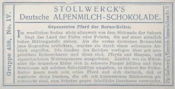 1910 Stollwerck Album 11 Gruppe 458 Pferde I #4 Gepanzertes Back