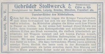 1910 Stollwerck Album 11 Gruppe 458 Pferde I #5 Turnier-Bitter Back
