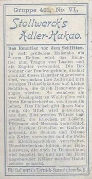 1910 Stollwerck Album 11 Gruppe 461 #6 Das Renntier Back