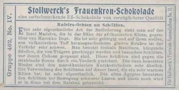 1910 Stollwerck Album 11 Gruppe 462 #4 Madcira-Ochsen Back