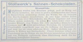 1910 Stollwerck Album 11 Gruppe 475 #1 Bienenstöcke Back