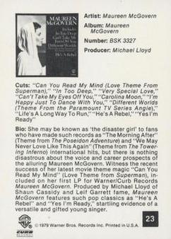 1979 Warner Brothers Records #23 Maureen McGovern Back