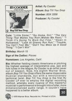 1979 Warner Brothers Records #30 Ry Cooder Back