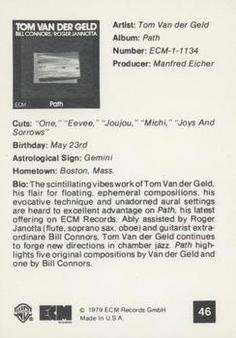 1979 Warner Brothers Records #46 Tom Van Der Geld Back