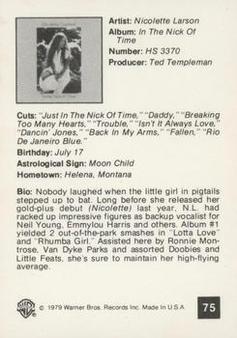 1979 Warner Brothers Records #75 Nicolette Larson Back