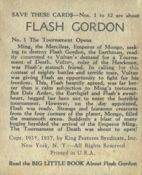 1937 Big Little Series (R23) #1 Flash Gordon Back