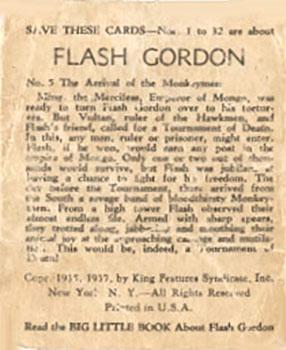 1937 Big Little Series (R23) #5 Flash Gordon Back