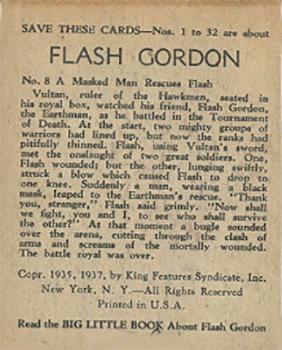 1937 Big Little Series (R23) #8 Flash Gordon Back