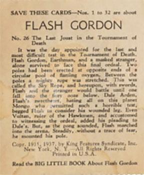 1937 Big Little Series (R23) #26 Flash Gordon Back