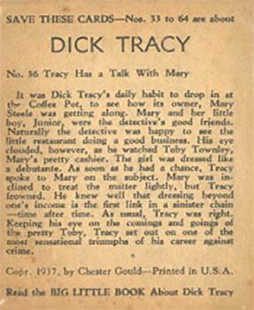 1937 Big Little Series (R23) #36 Dick Tracy Back