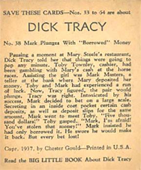 1937 Big Little Series (R23) #38 Dick Tracy Back