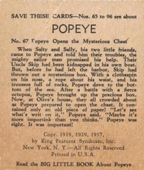 1937 Big Little Series (R23) #67 Popeye Back