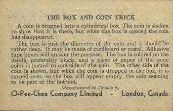 1930 O-Pee-Chee Trick Cards (V305) #NNO Box and Coin Trick Back