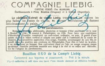 1921 Liebig Les Origines des Grandes Decouvertes (Great Discoveries) (French Text) (F1124, S1126) #NNO Benjamin Franklin Back