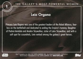 2022 Topps Online Star Wars: The Galaxy’s Most Powerful Women #1 Leia Organa Back