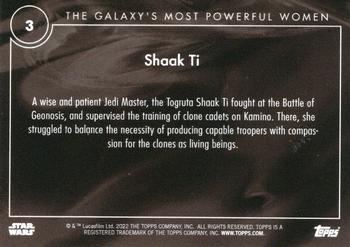 2022 Topps Online Star Wars: The Galaxy’s Most Powerful Women #3 Shaak Ti Back
